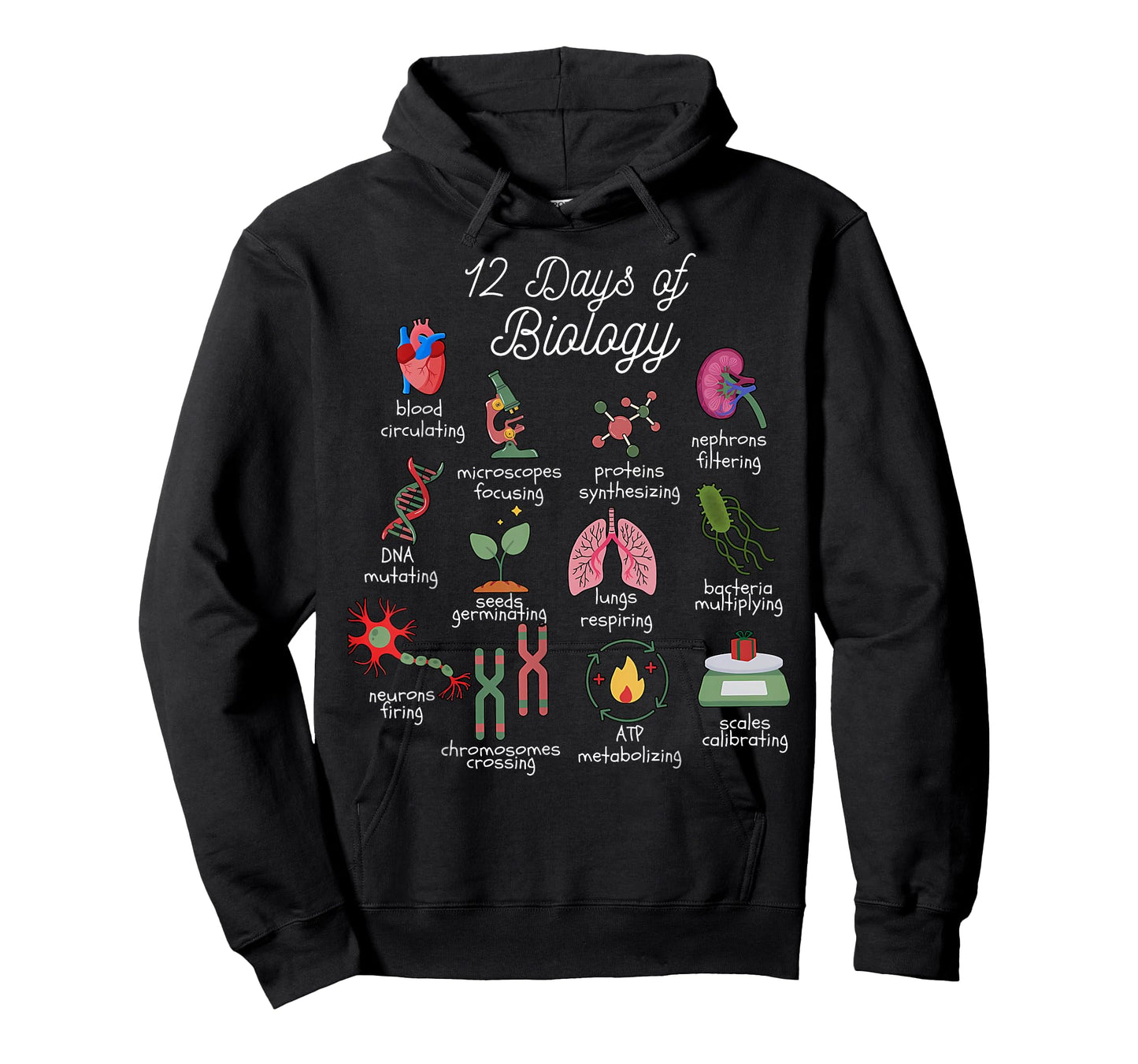 12 Days of Biology Christmas Biology Science Teacher STEMS T-Shirt