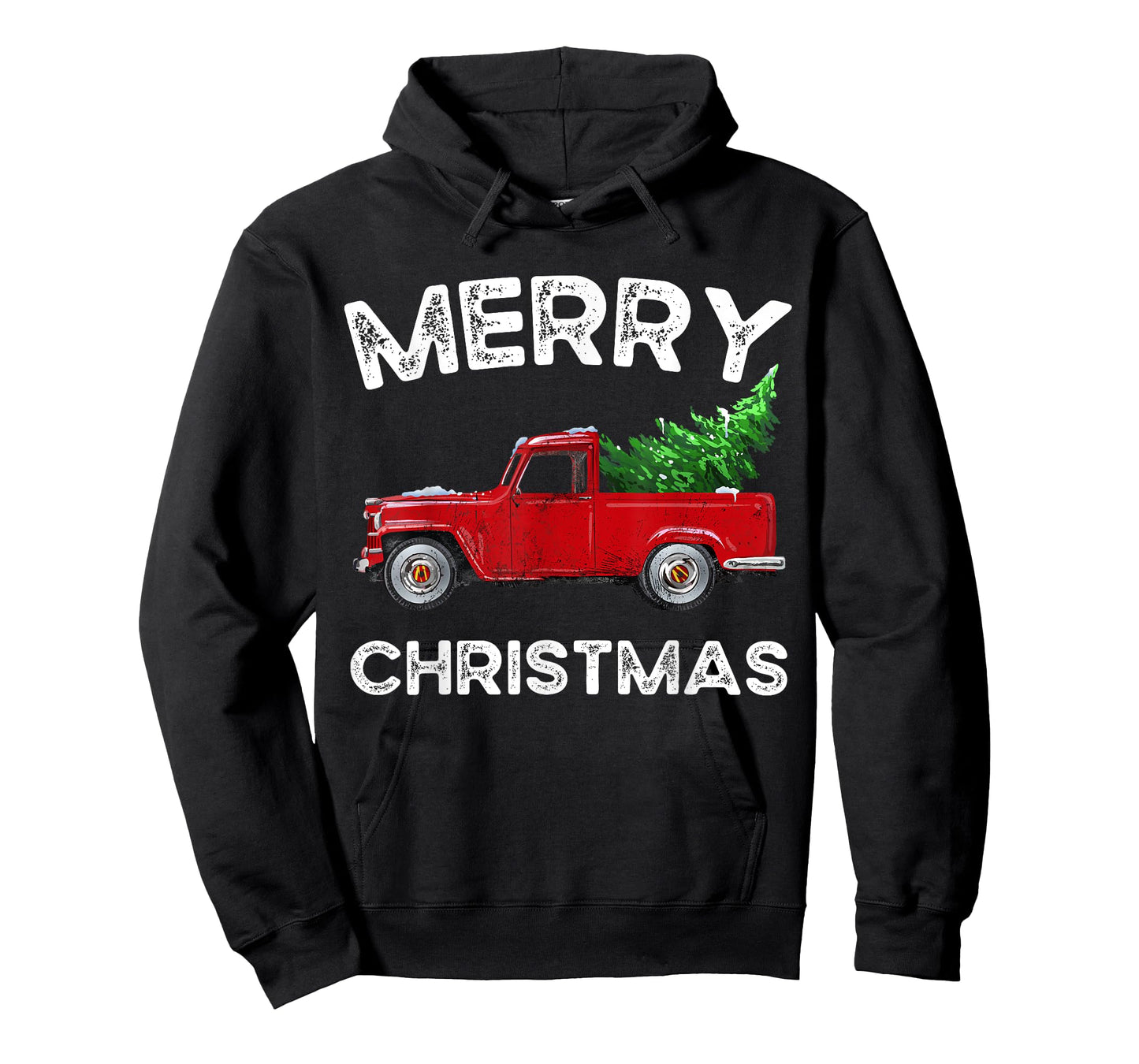 Red Vintage Wagon Tree Vacation Gift Red Truck Christmas T-Shirt
