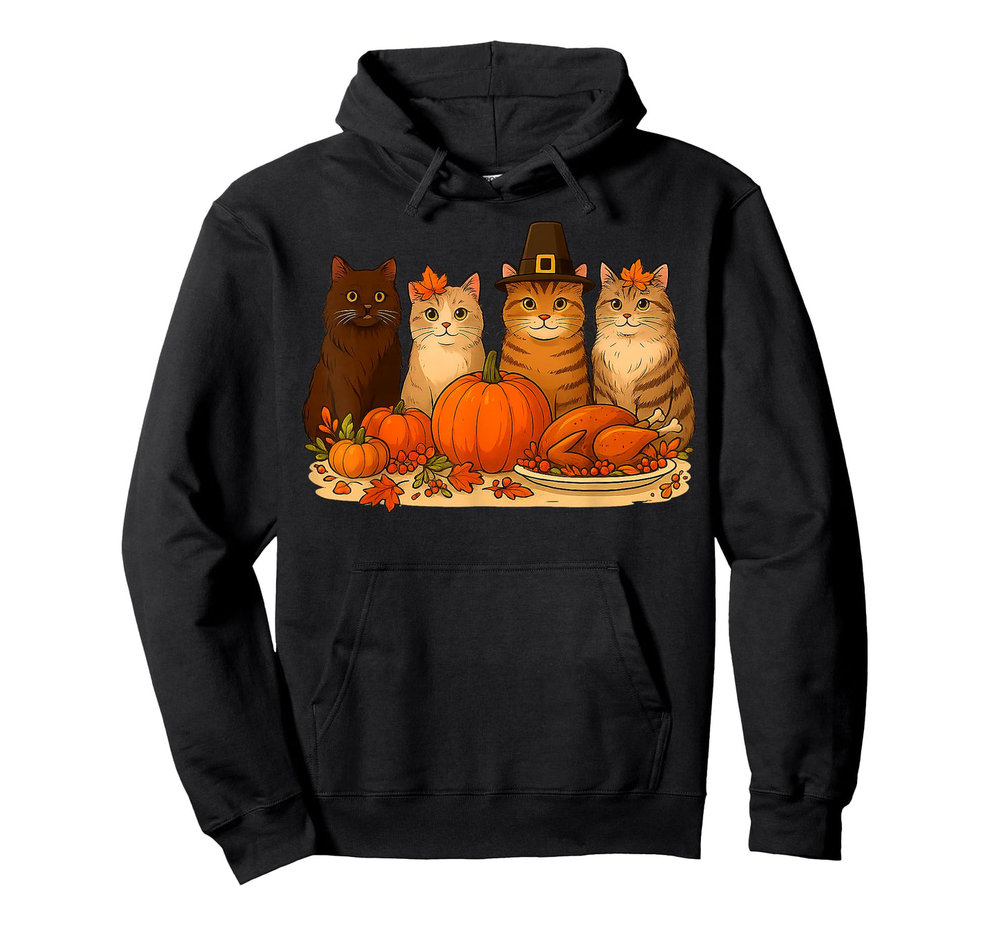 Thanksgiving Cats Dinner Pumpkin Autumn Gifts Men Women Kid T-Shirt