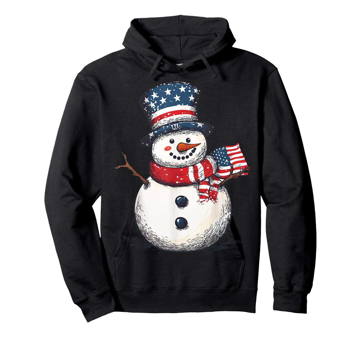 Patriotic Snowman Christmas Holding USA Flag Men Women T-Shirt