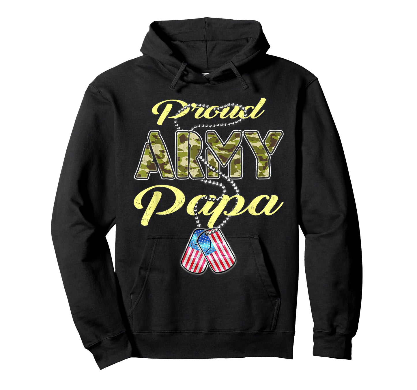 Proud Army Papa US Flag Camo Dog Tags Pride Military Grandpa T-Shirt