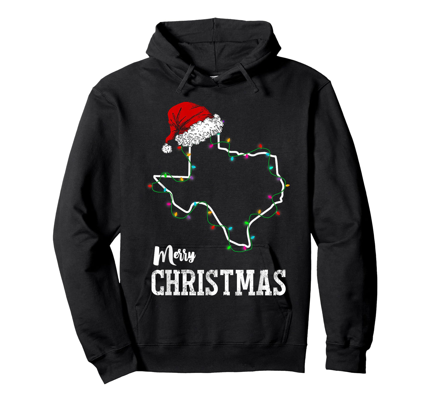 Merry Christmas Texas Christmas Light Santa Hat Pajama T-Shirt