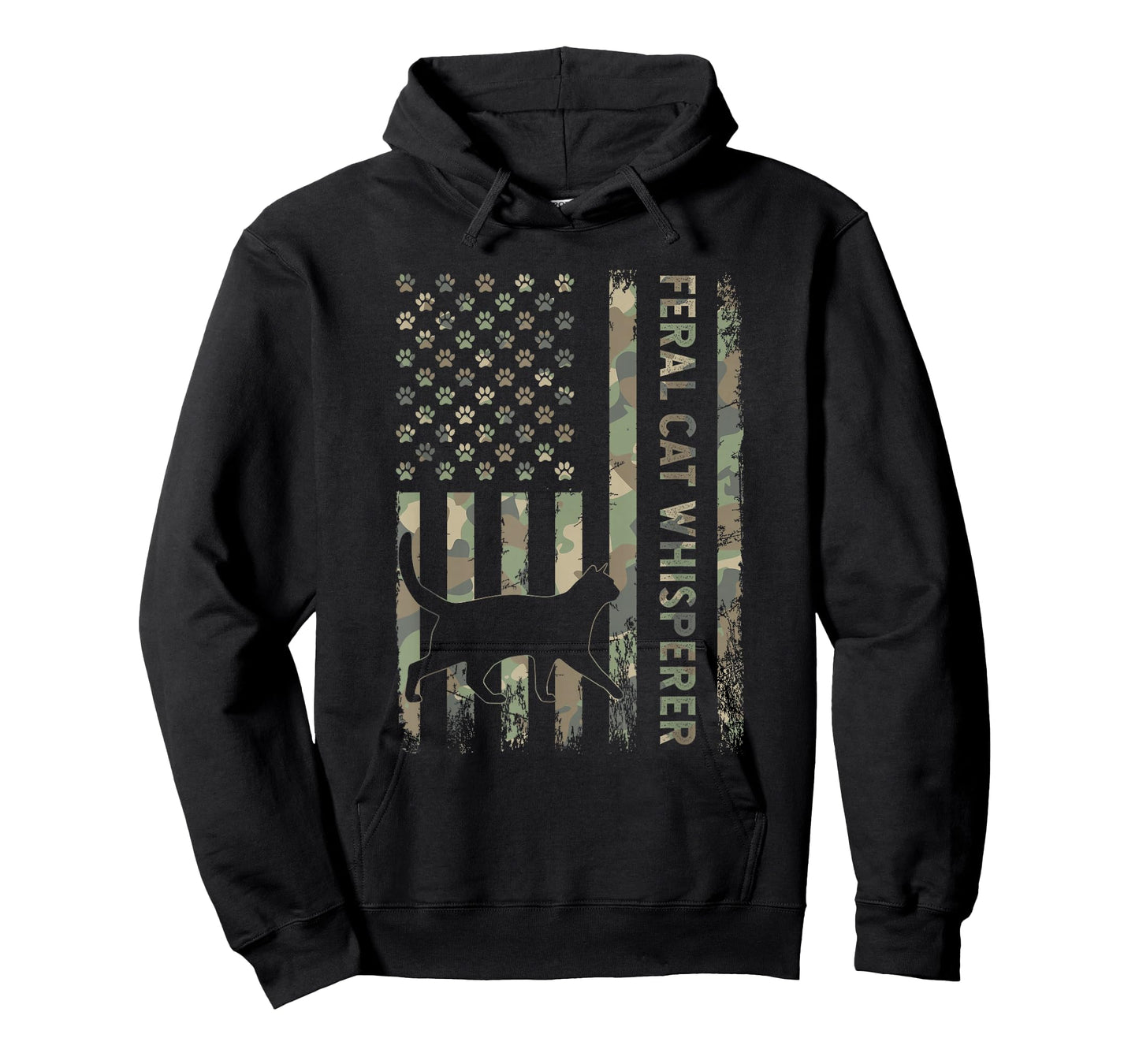 Feral Cat Whisperer Dad Camo USA Flag T-Shirt