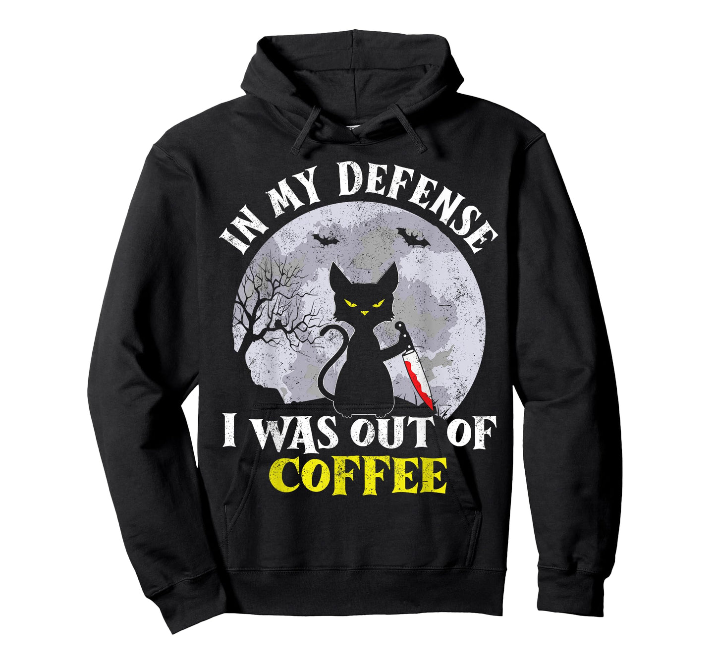 Funny In My Defense Cat Knife Halloween Moon Coffee Men's T-Shirt
