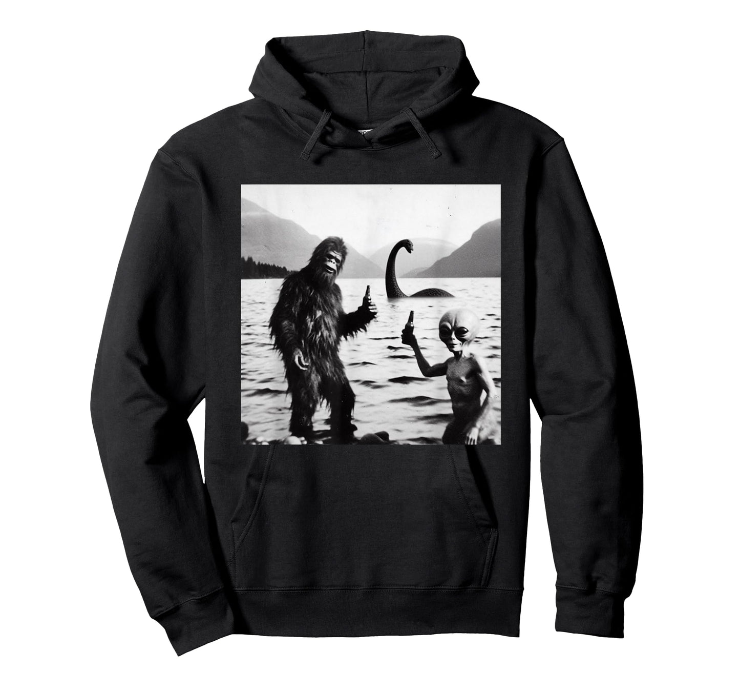 Funny Bigfoot Alien Loch Ness Monster Lake Gathering Novelty T-Shirt