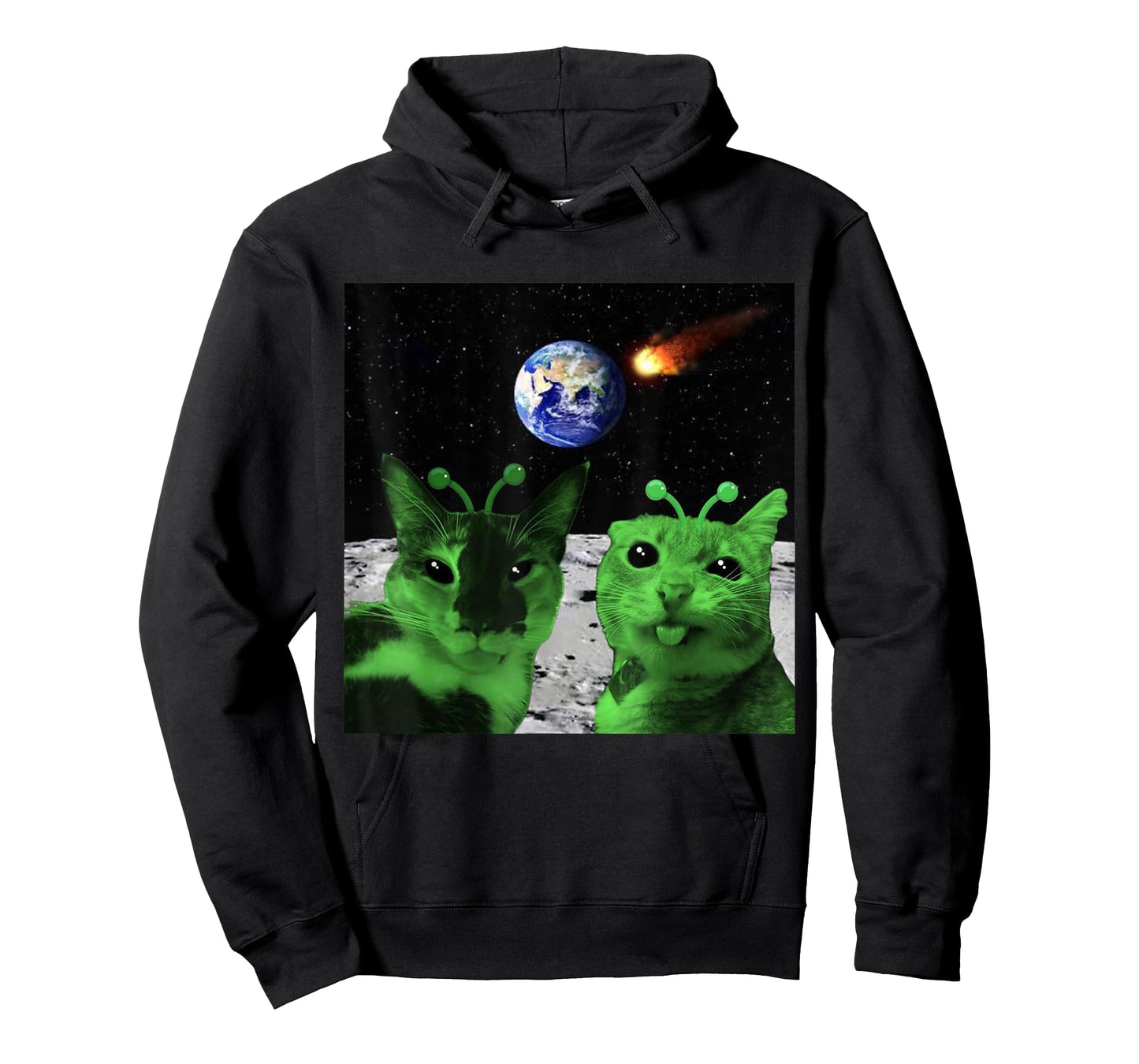 Cat Meme Alien Green Cat Selfie UFO Funny Space Kitty Gift T-Shirt