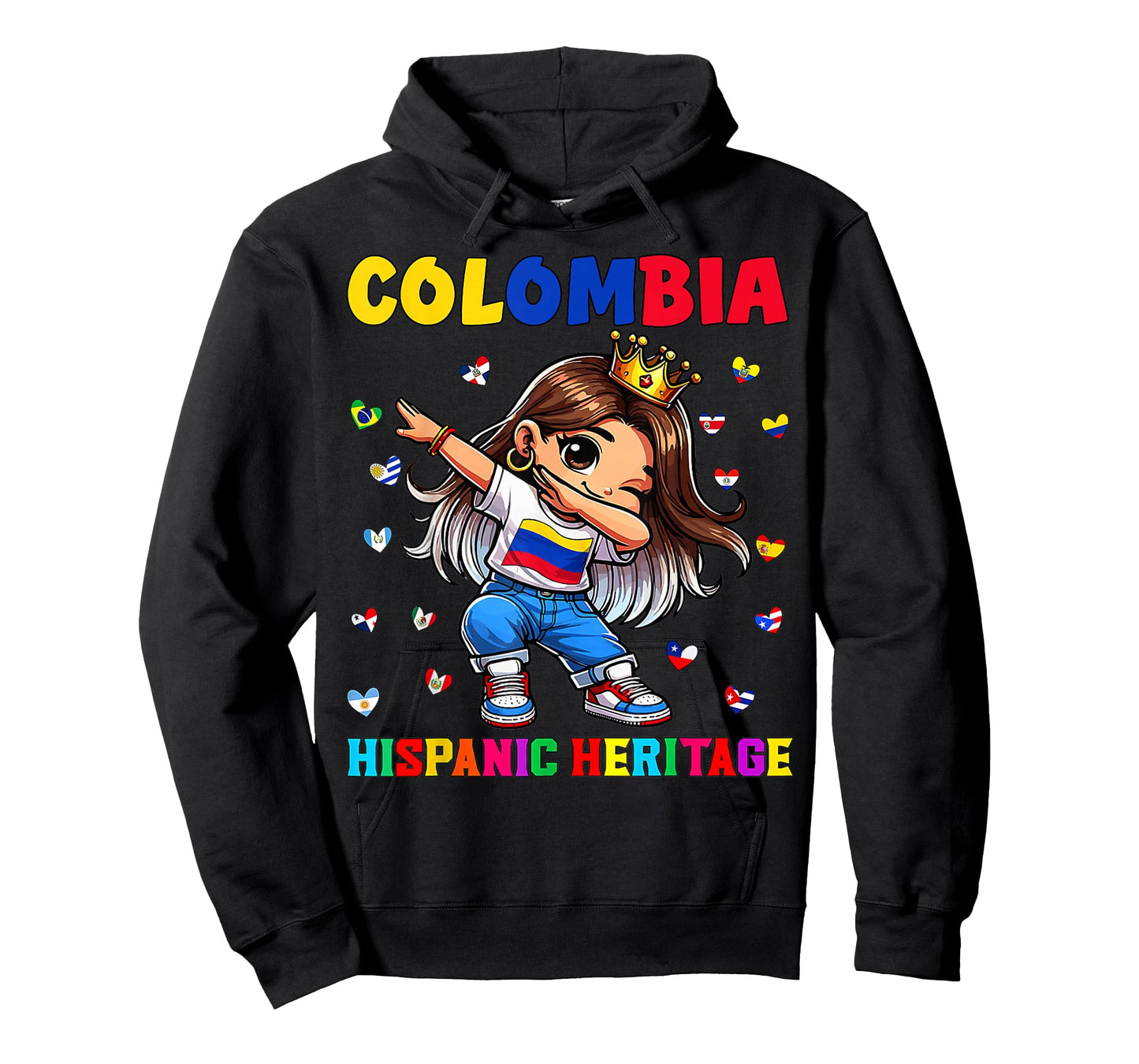 Hispanic Heritage Month Colombia Flag Colombian Girl Kids T-Shirt