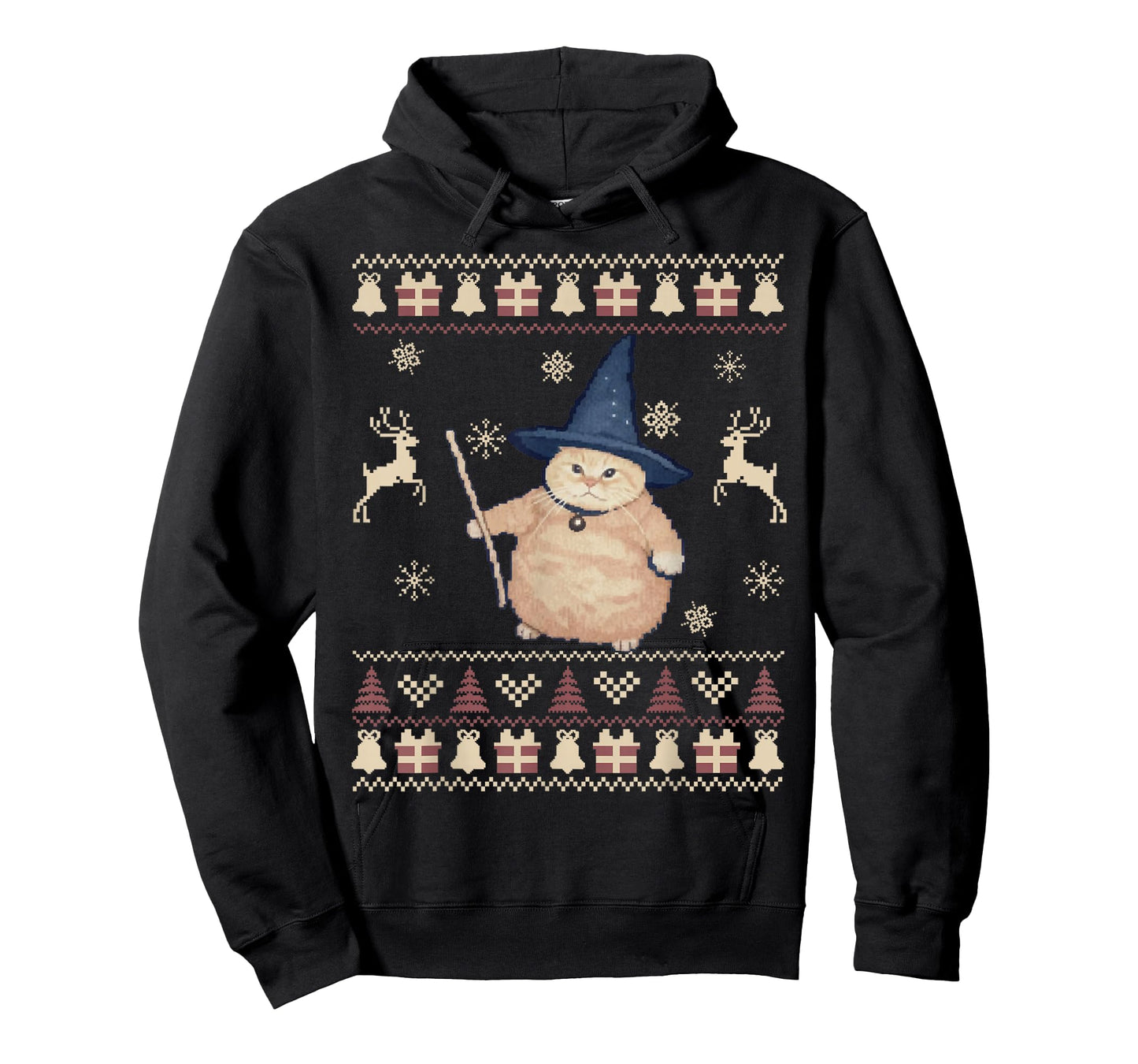 Wizard Cat Funny Halloween Christmas Ugly Sweater Silly Cat T-Shirt