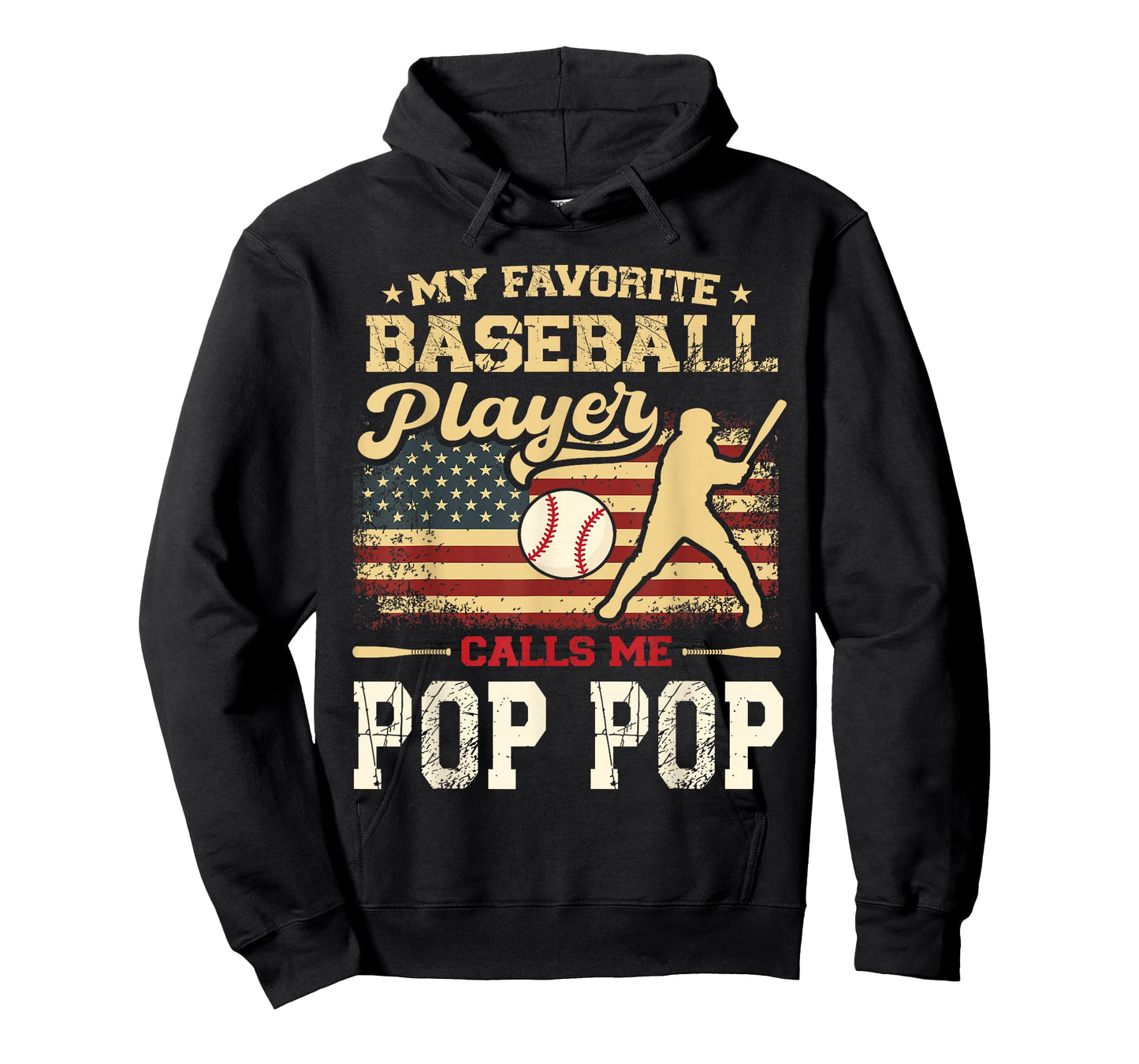 My Favorite Baseball Player Calls Me Pop Pop US Flag T-Shirt