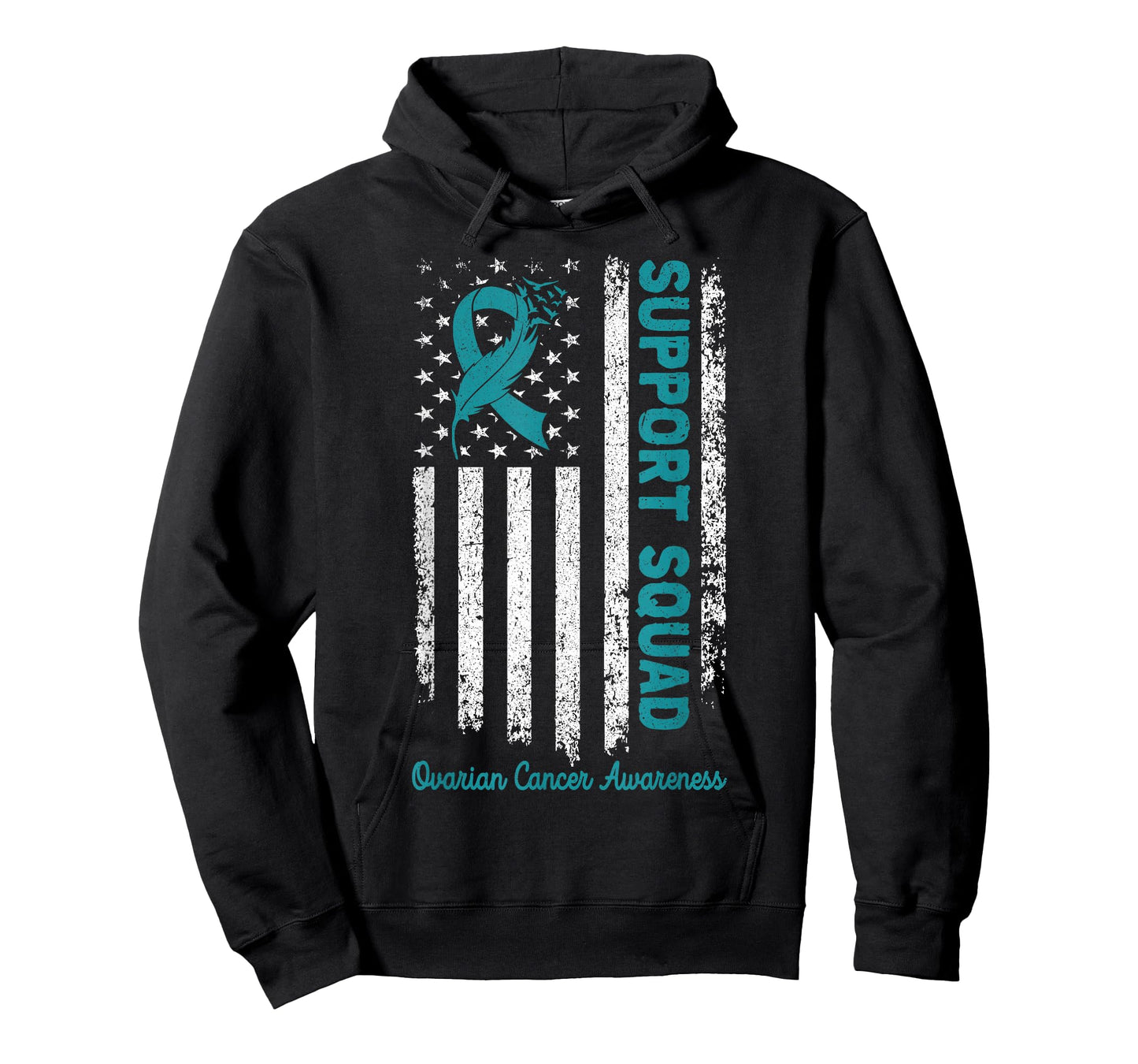 Support Squad Ovarian Cancer Awareness Teal Ribbon Ovarian T-Shirt