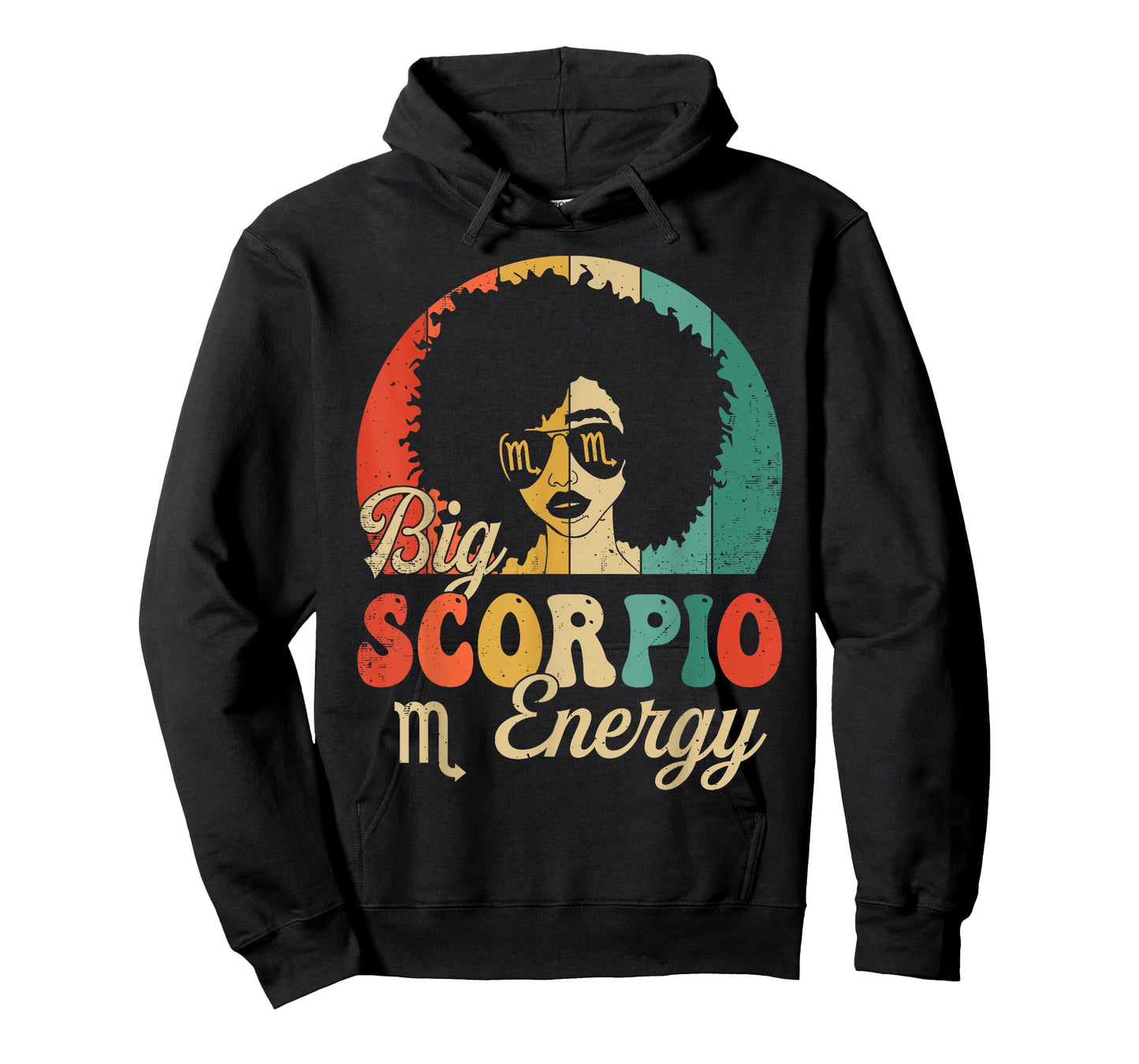 Big Scorpio Energy Afro Woman Retro Sunset Zodiac Sign T-Shirt