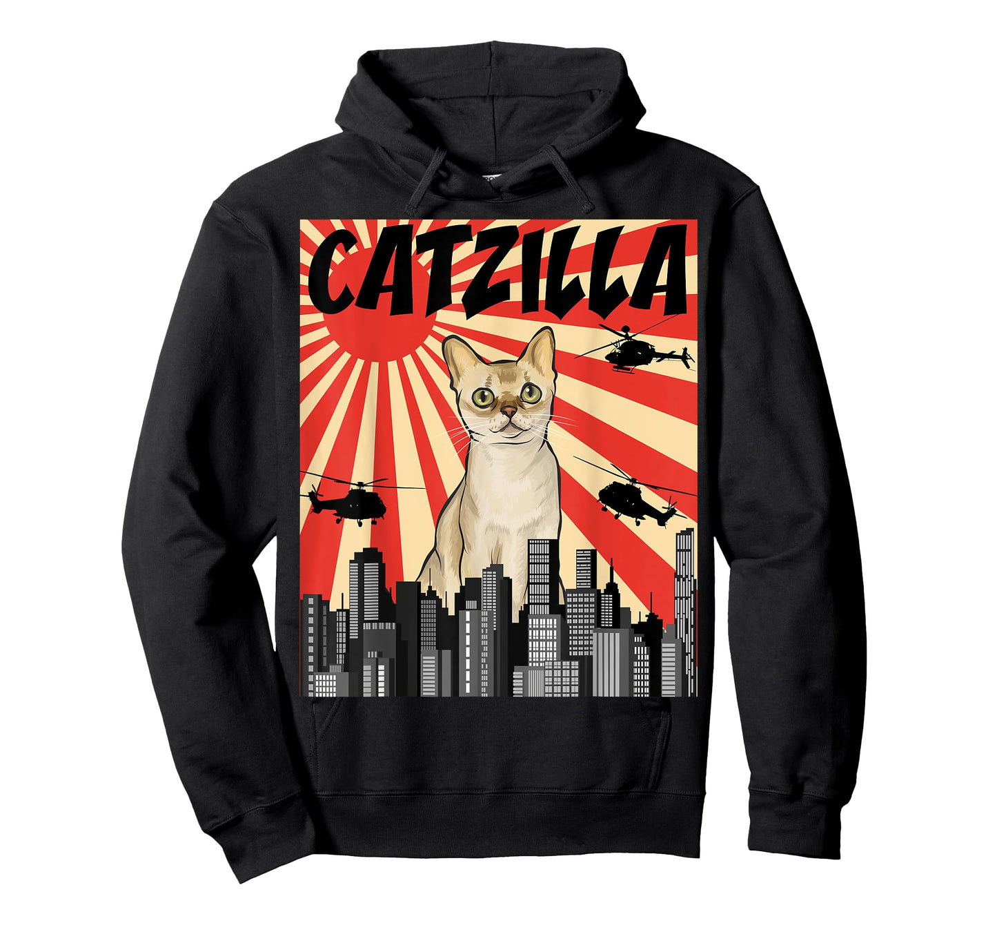 Funny Retro Japanese Catzilla Singapura Cat Men Women T-Shirt