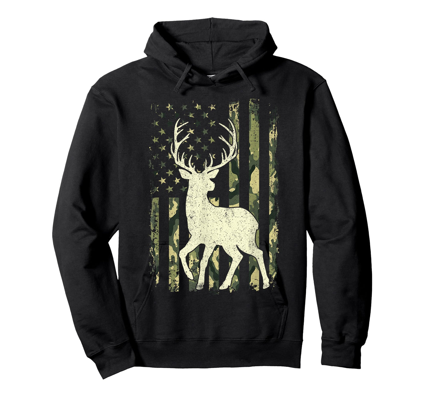 Camouflage Buck Deer - USA American Flag Forest Animal Lover T-Shirt