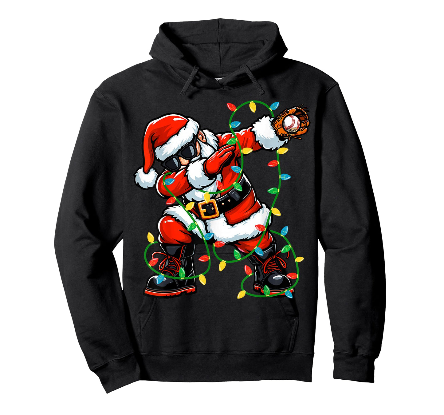 Dabbing Santa Baseball Christmas Lights Xmas Baseball Player T-Shirt
