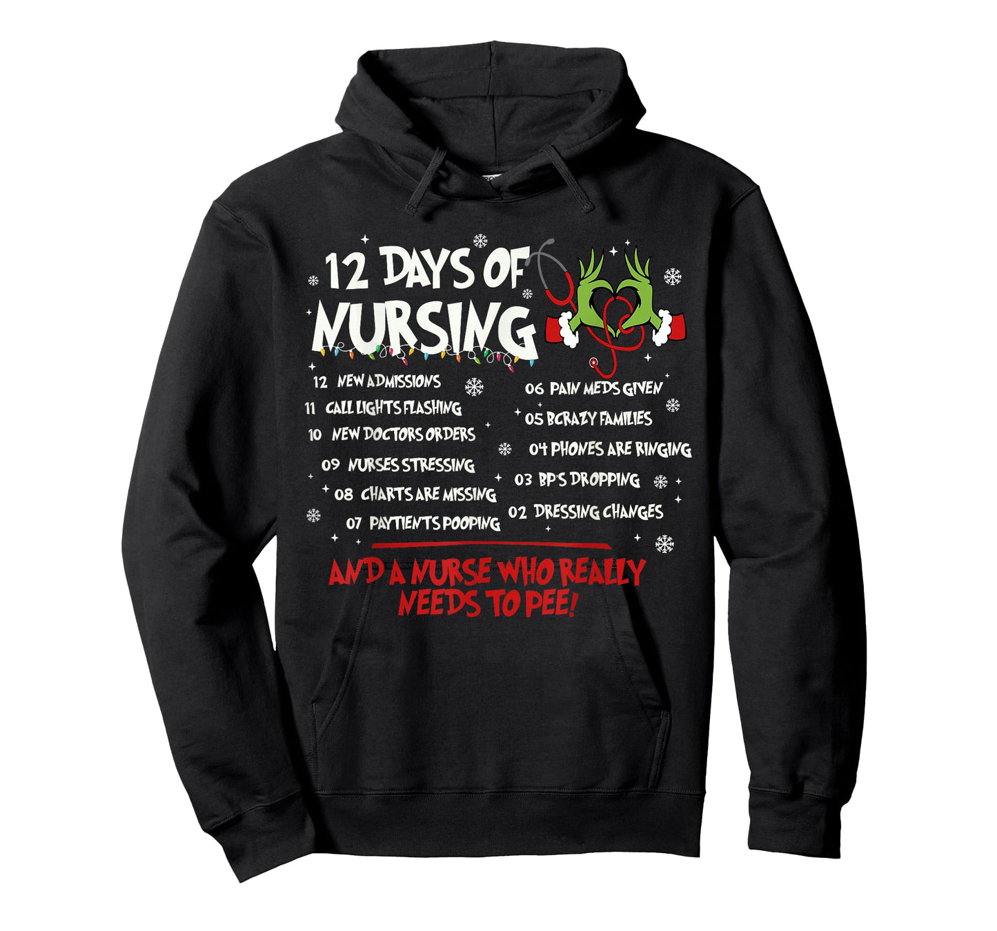 12 Days of Nursing Nurse Merry Christmas Xmas Pajama Holiday T-Shirt