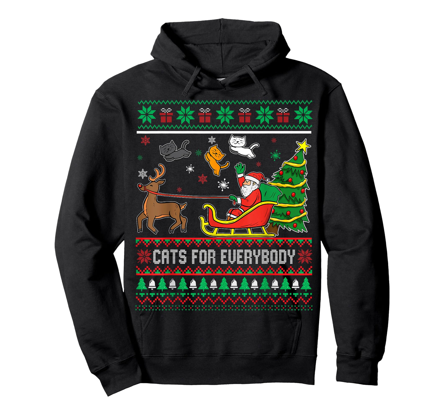Cats For Everybody Christmas Cat Santa Funny Ugly Xmas Men Women Kids T-Shirt