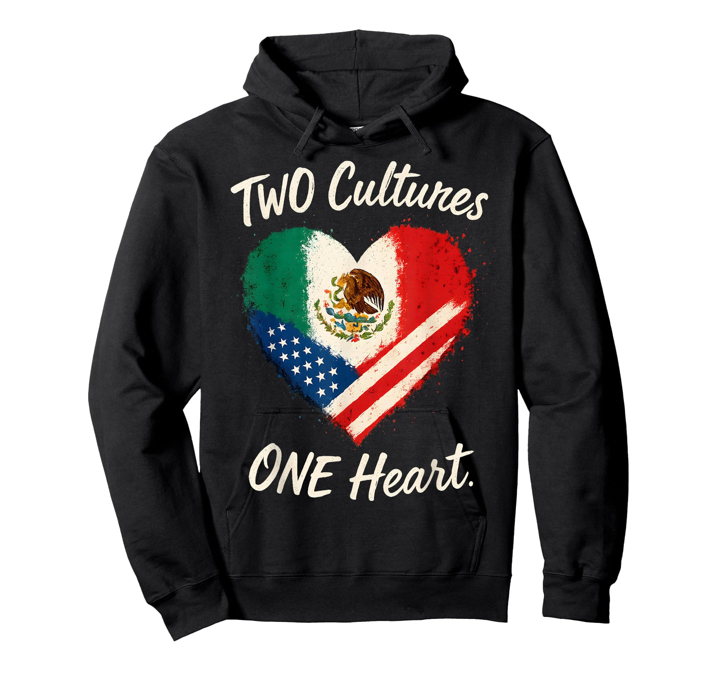 Two Cultures One Heart Half American Half Mexican USA Mexico T-Shirt