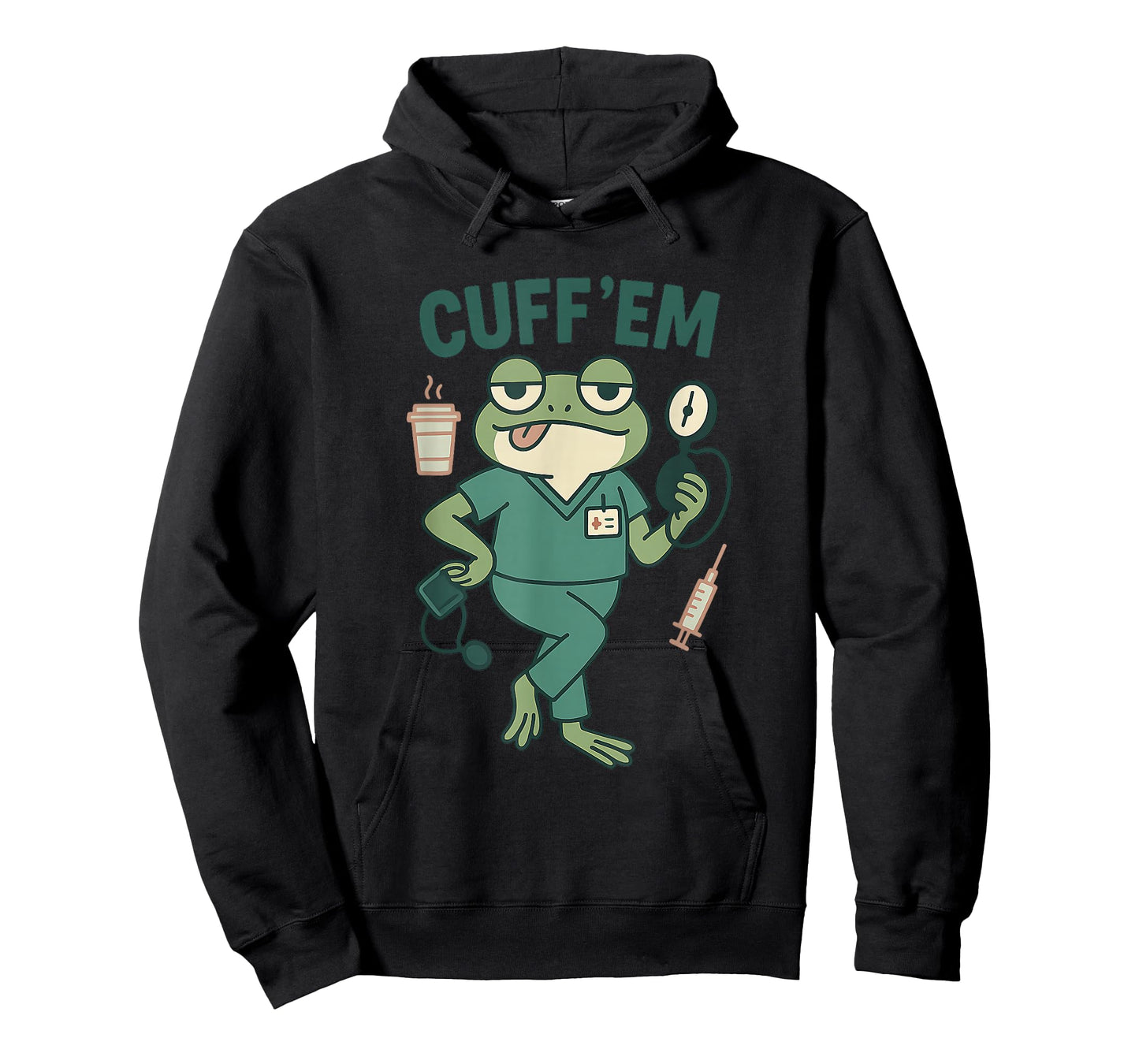 Cuff 'Em Funny Frog ER Nurse Scrubs Medical Healthcare Pun T-Shirt