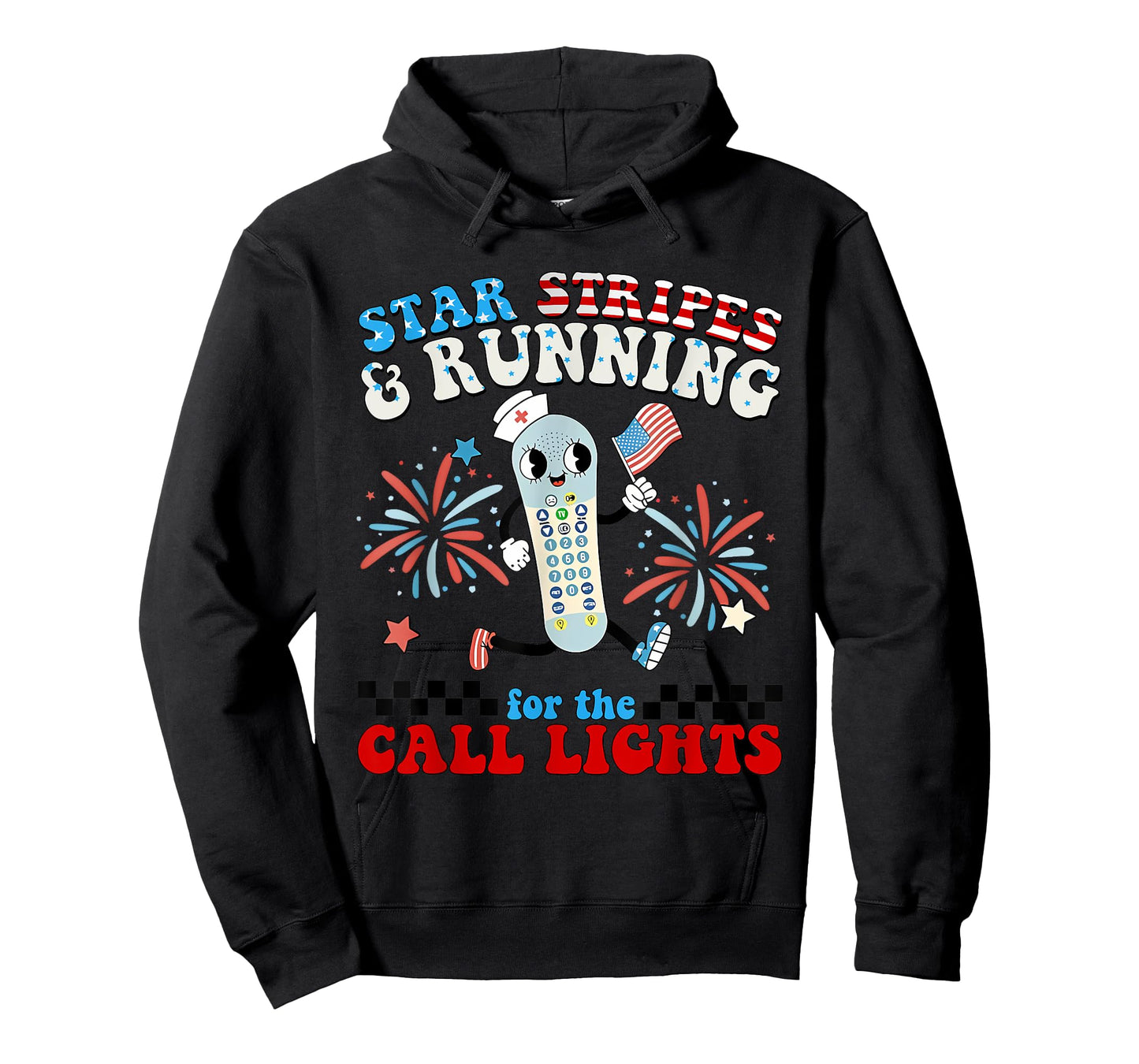 4th July Er Nurse Stars Stripes and Running for Call Lights T-Shirt