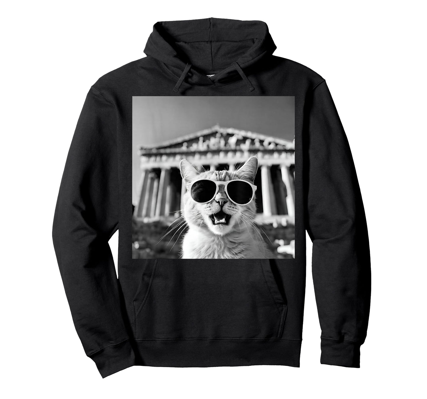 Funny Cat Wearing Sunglasses In Greece, Athens at Parthenon T-Shirt