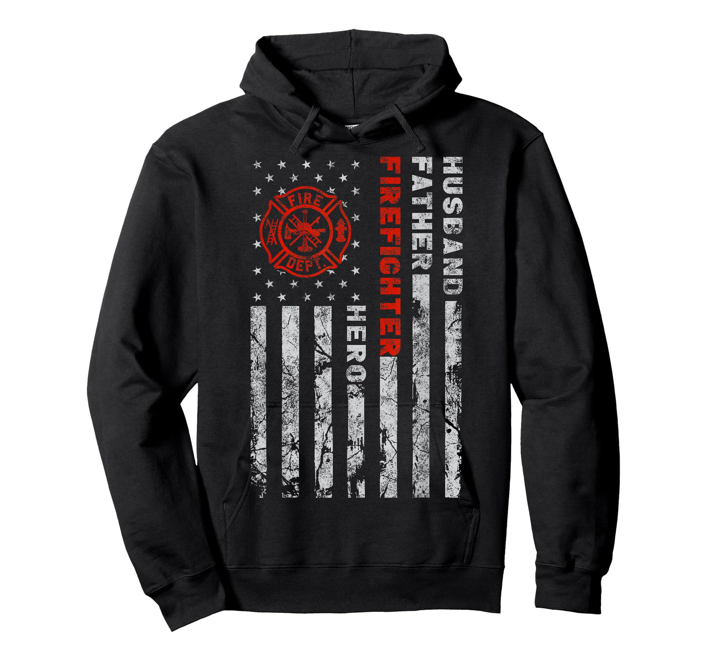Husband Father Firefighter Hero | Firefighter USA flag gift T-Shirt