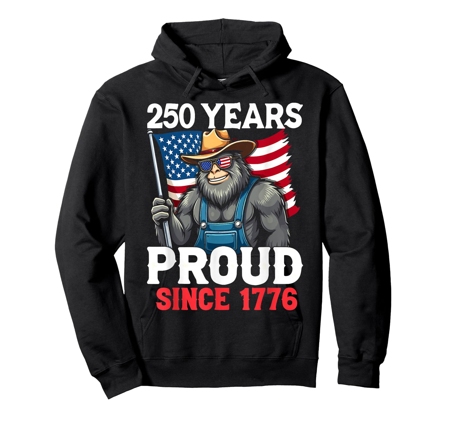 Farmer Bigfoot and Flag 250 Years 1776-2026 250th Birthday T-Shirt
