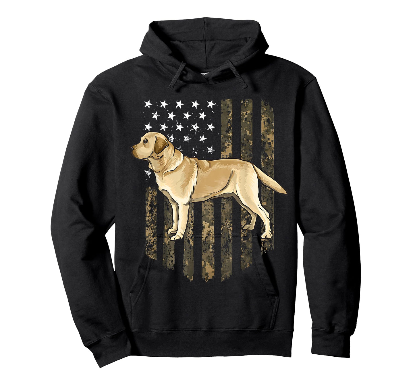 Camo American Flag Yellow Labrador Retriever 4th of July USA T-Shirt