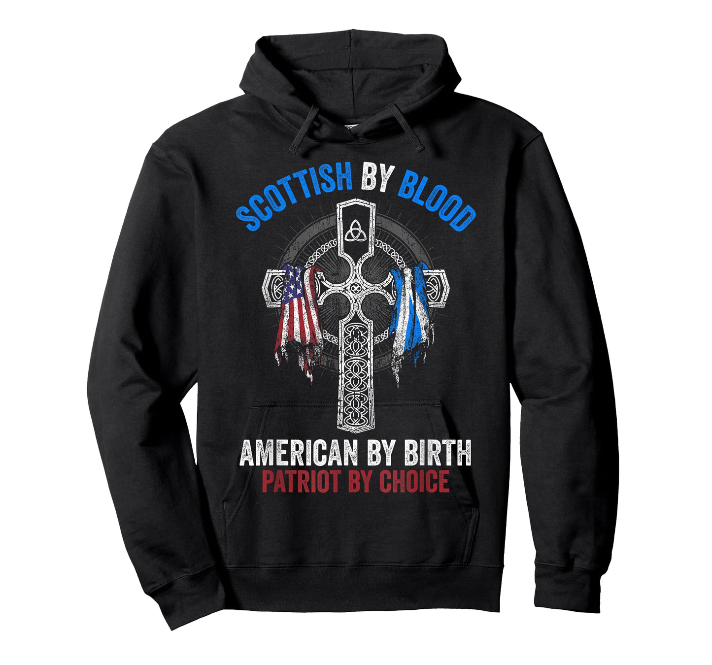 Scottish By Blood American By Birth Cross Flag T-Shirt