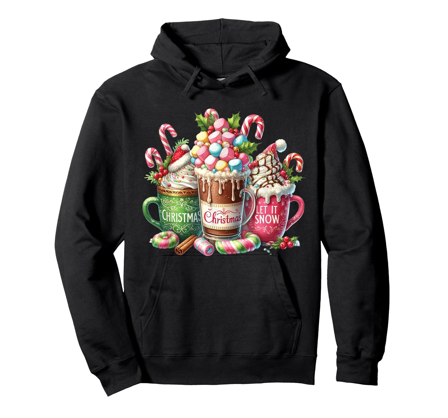 Christmas Cocoa Mug Candy Cane Marshmallow Holiday Graphic T-Shirt