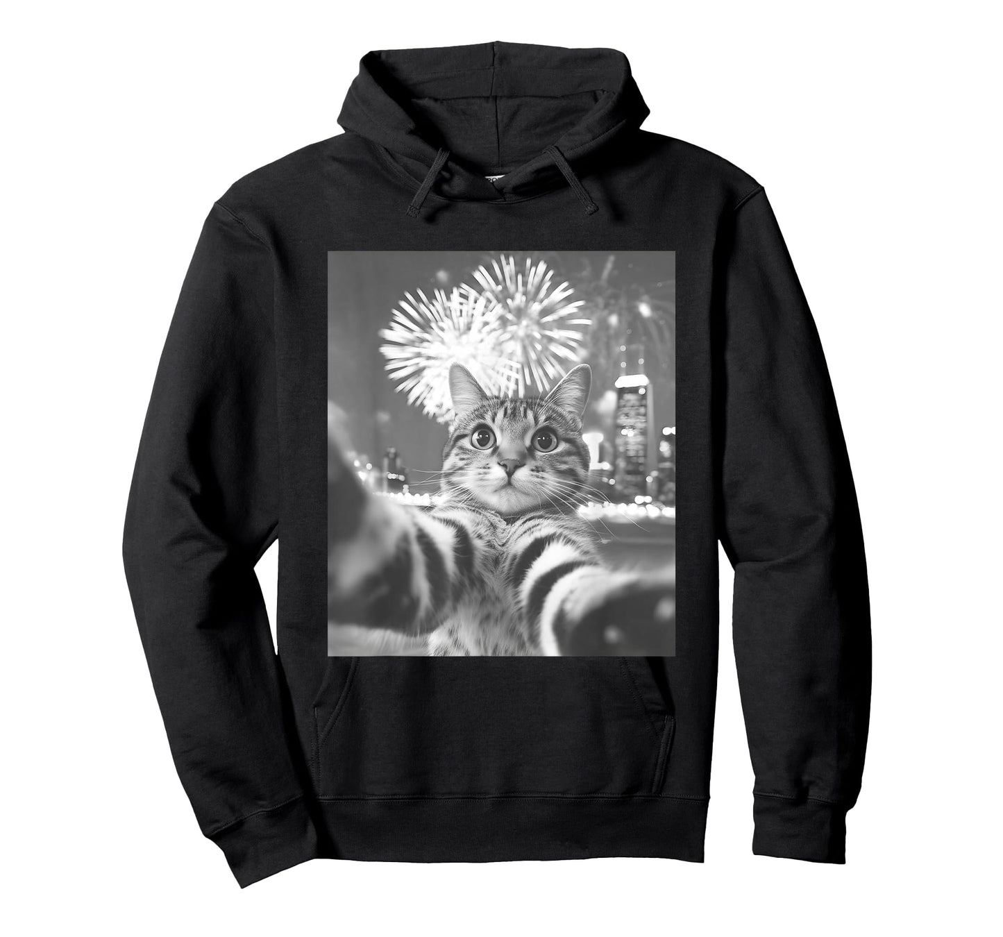 Funny Cat Selfie New Year Firework T-Shirt