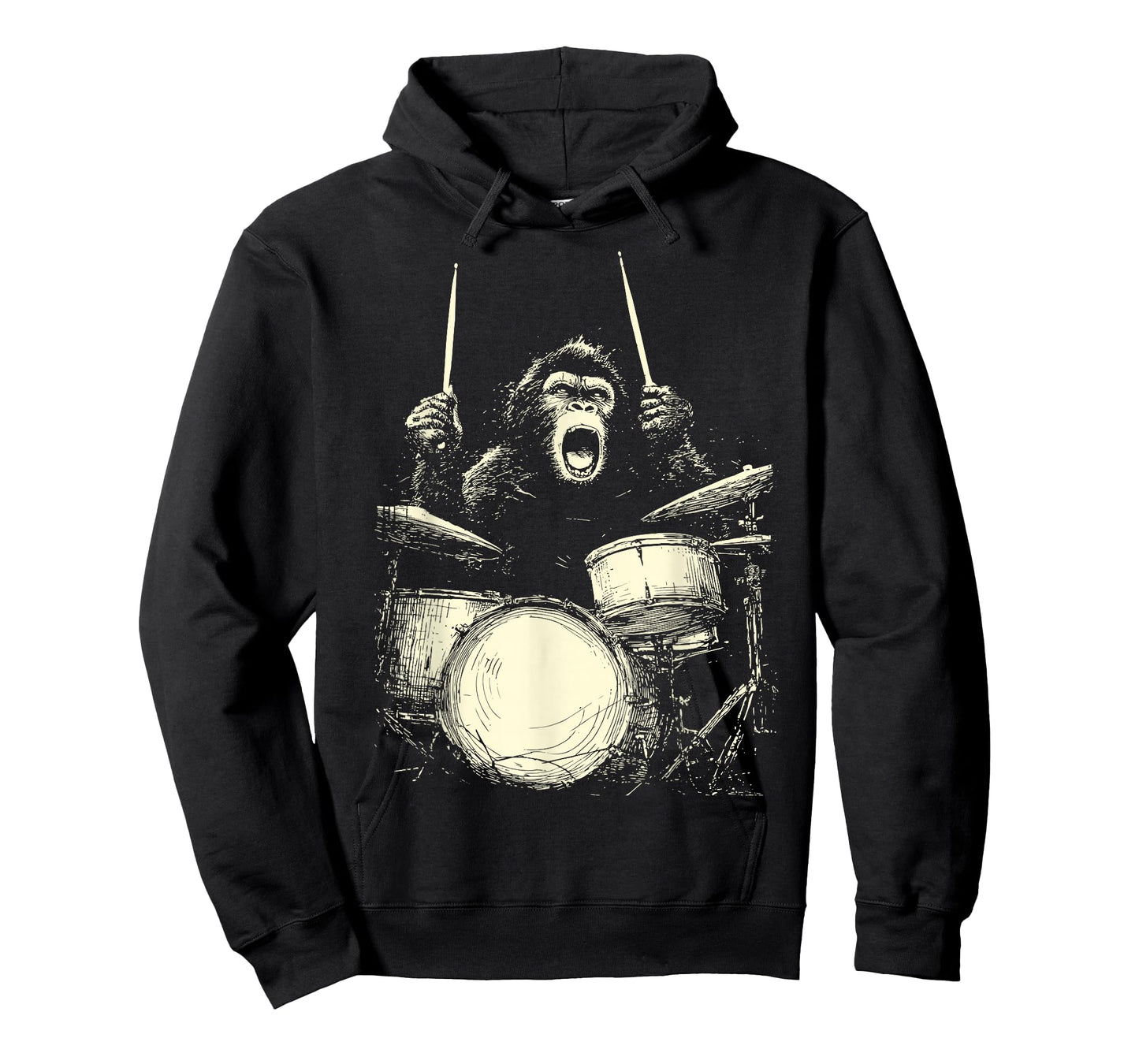 Chimpanzee Playing Drums Funny Music Animal Drummer Graphic T-Shirt