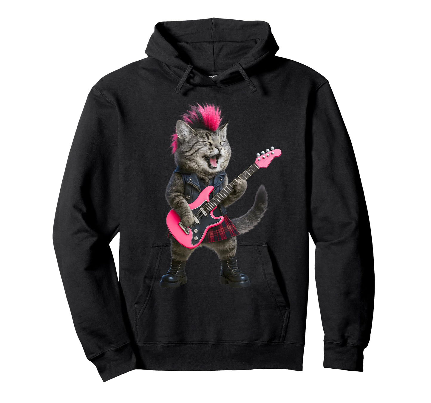 Funny Cat Rock and Roll Music Band For Women Girls Kids T-Shirt