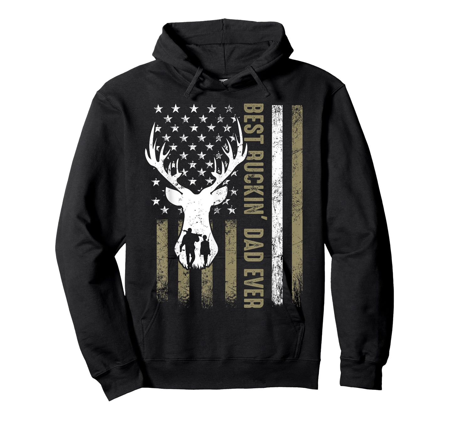 Best Buckin' Dad Ever Deer Hunting Fathers Day American Flag T-Shirt for Women Men