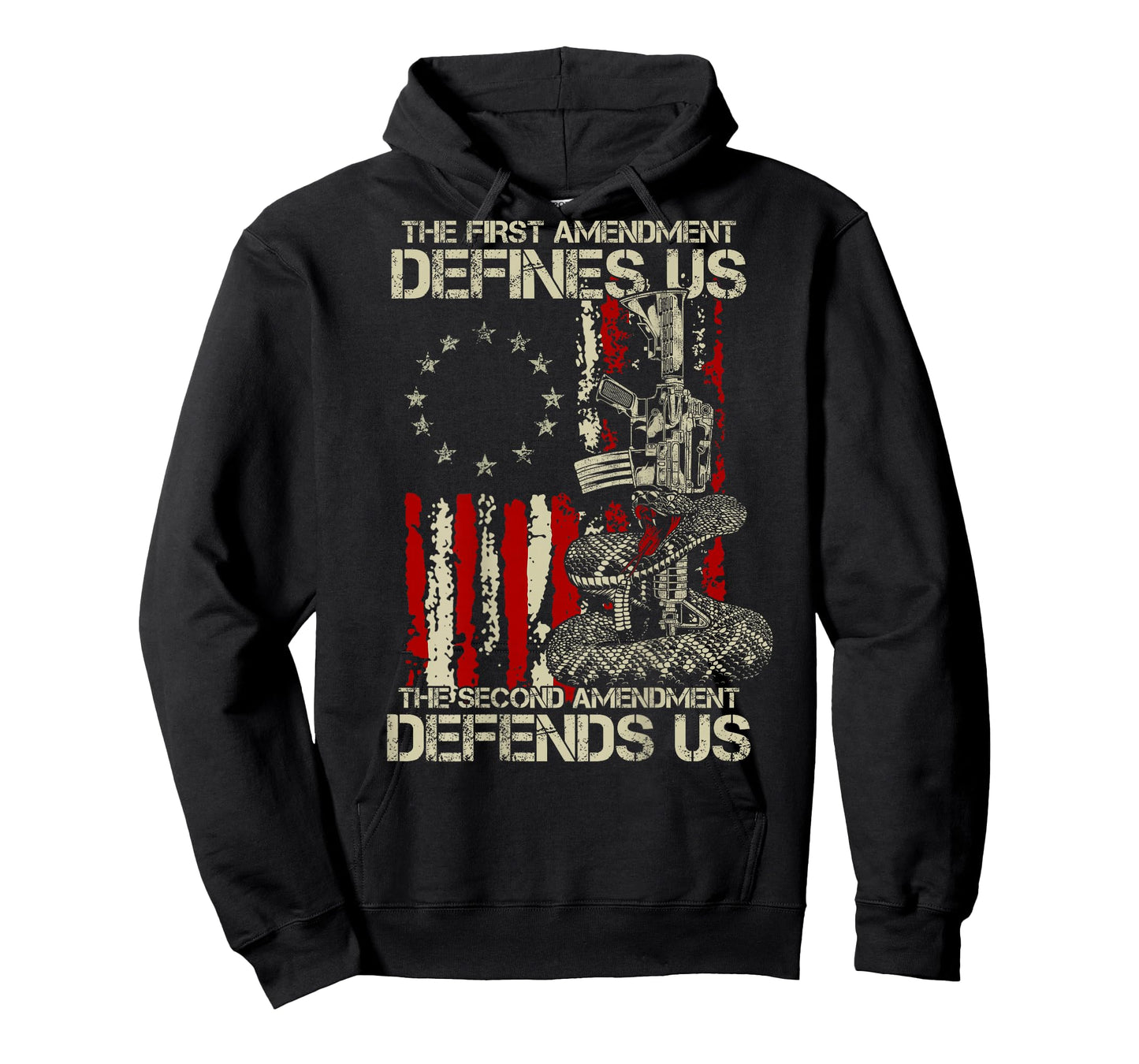 The First Amendment Defines us American Flag (On Back) T-Shirt