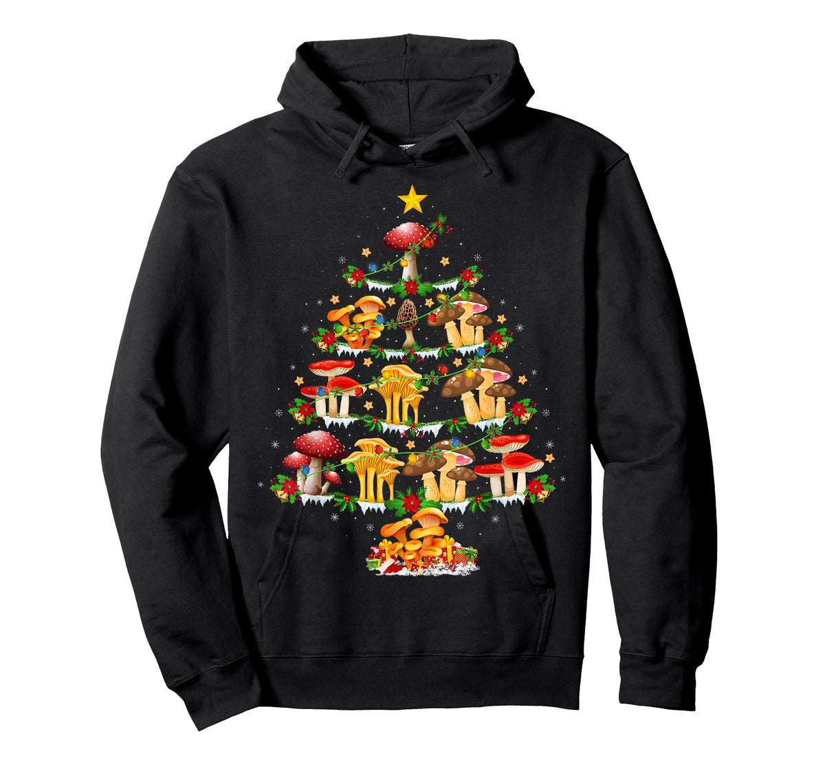Mushroom Christmas Tree Lights Funny Mushroom Xmas T-Shirt