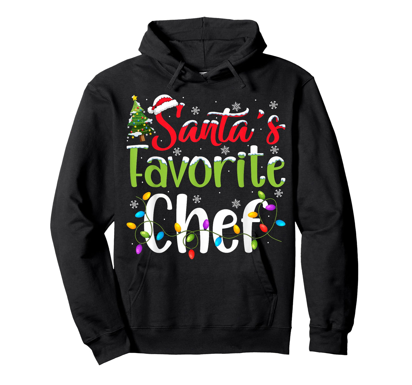 Santa Favorite Chef Christmas Lights Funny Family Xmas T-Shirt
