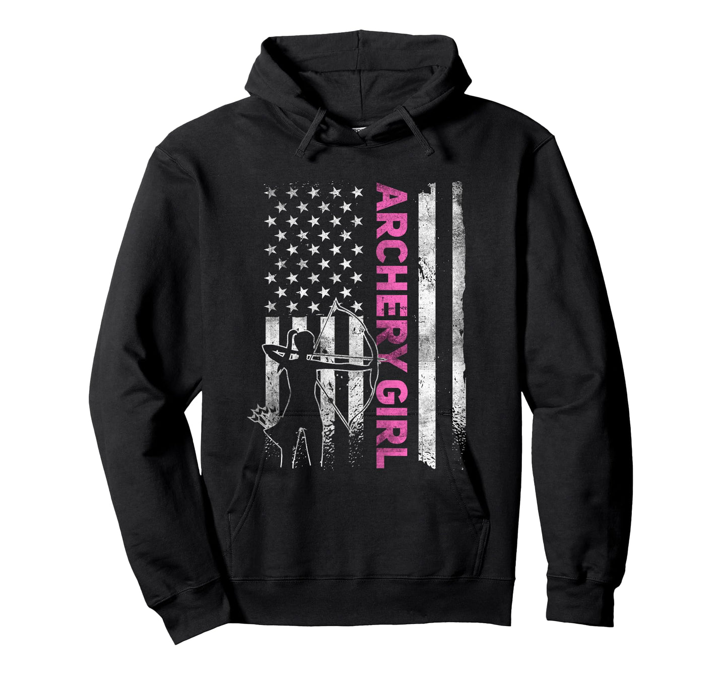 Retro American Archery Girl Apparel US Flag Female Archer T-Shirt