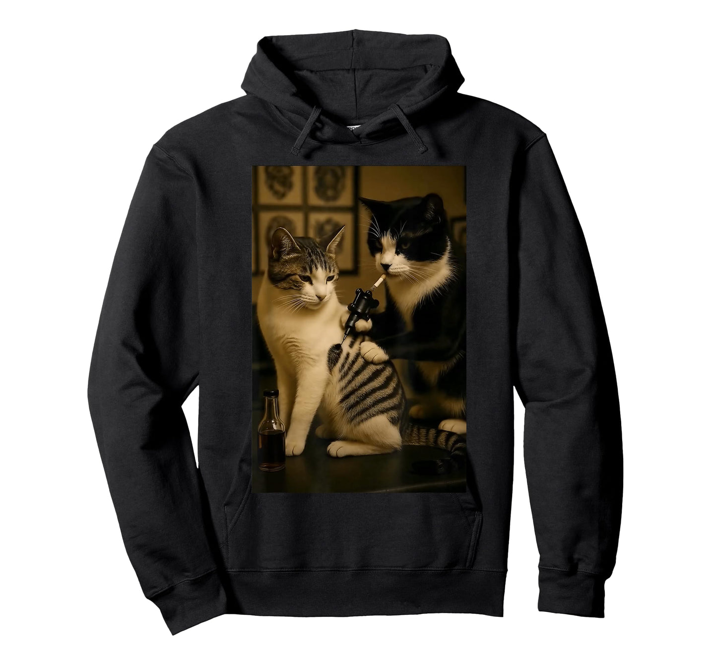 Vintage Cat Smoking Tattoo Inked Kitty Artist Funny Meme T-Shirt
