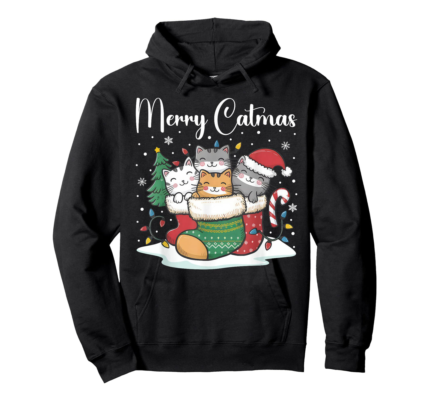 Christmas Pajamas Cats Merry Catmas Xmas Outfit Funny Cat T-Shirt
