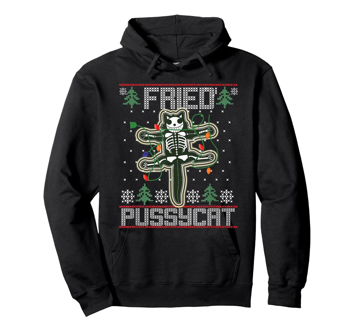 Fried Pussycat Funny Ugly Sweater Christmas Holiday Gift T-Shirt for Men Women