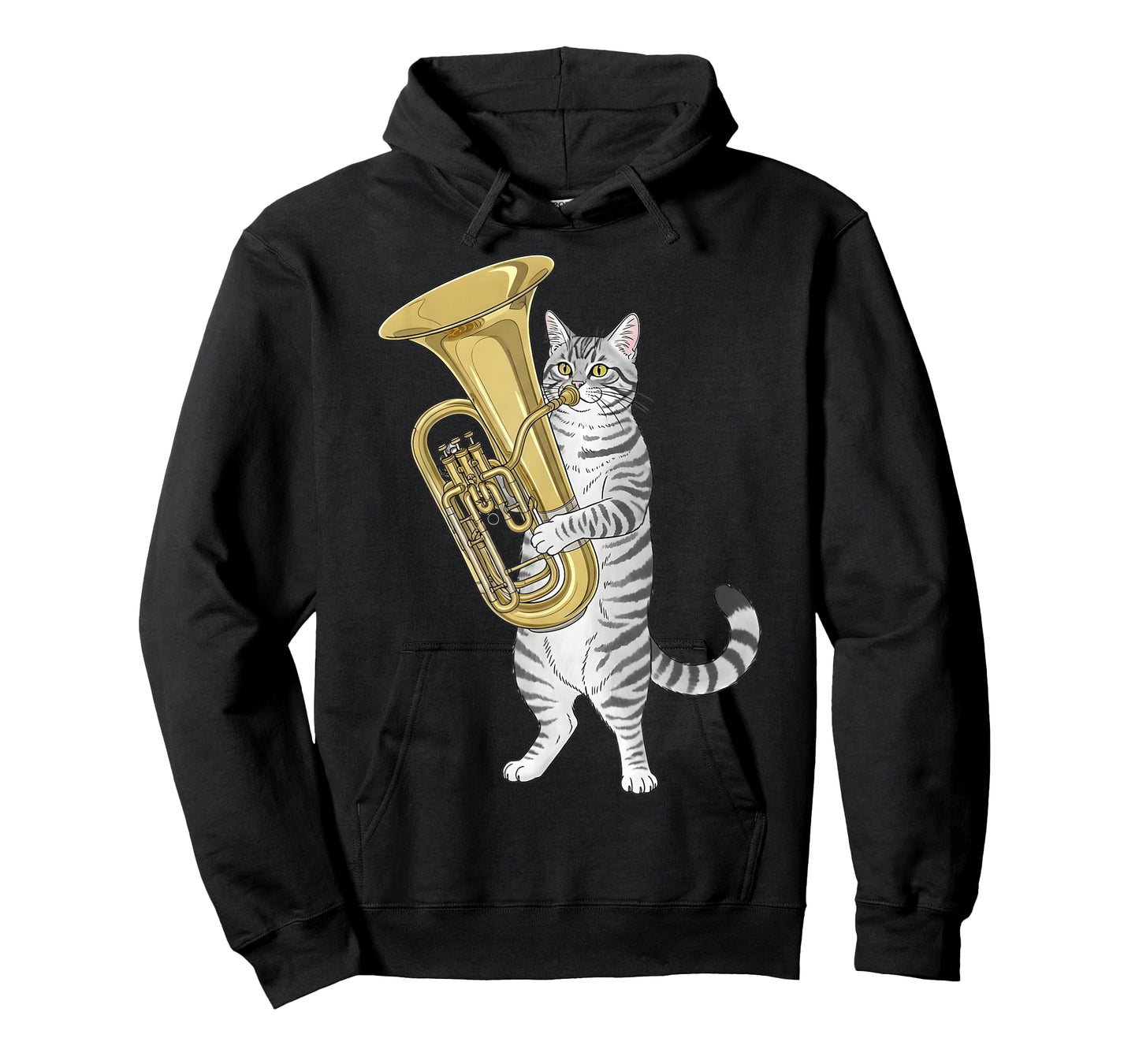 Funny Cat Playing Tuba Marching Band Men Women Girls Boys T-Shirt