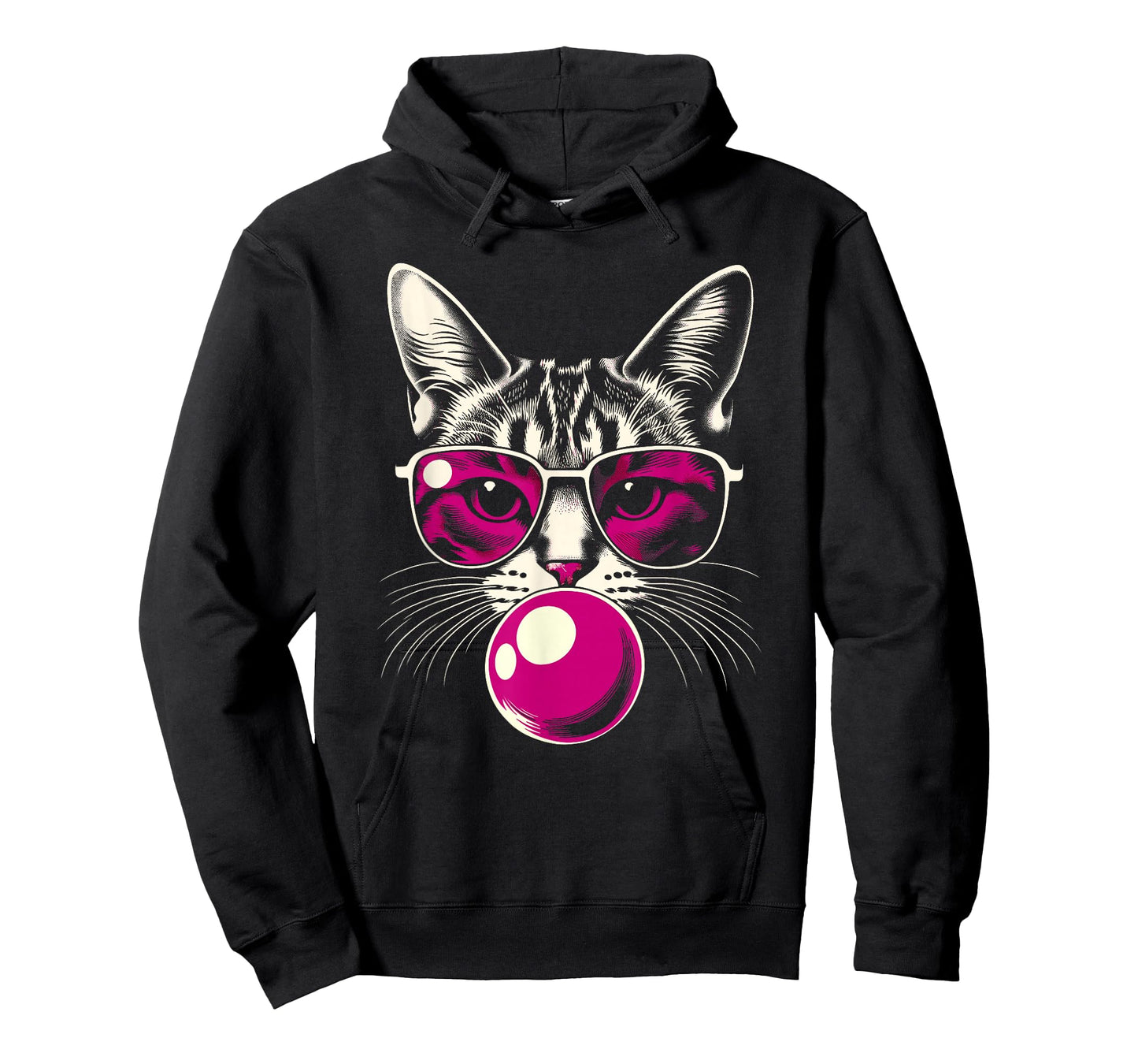 Cat in Pink Glasses Pink Bubble Men Women Kids Funny Cat T-Shirt