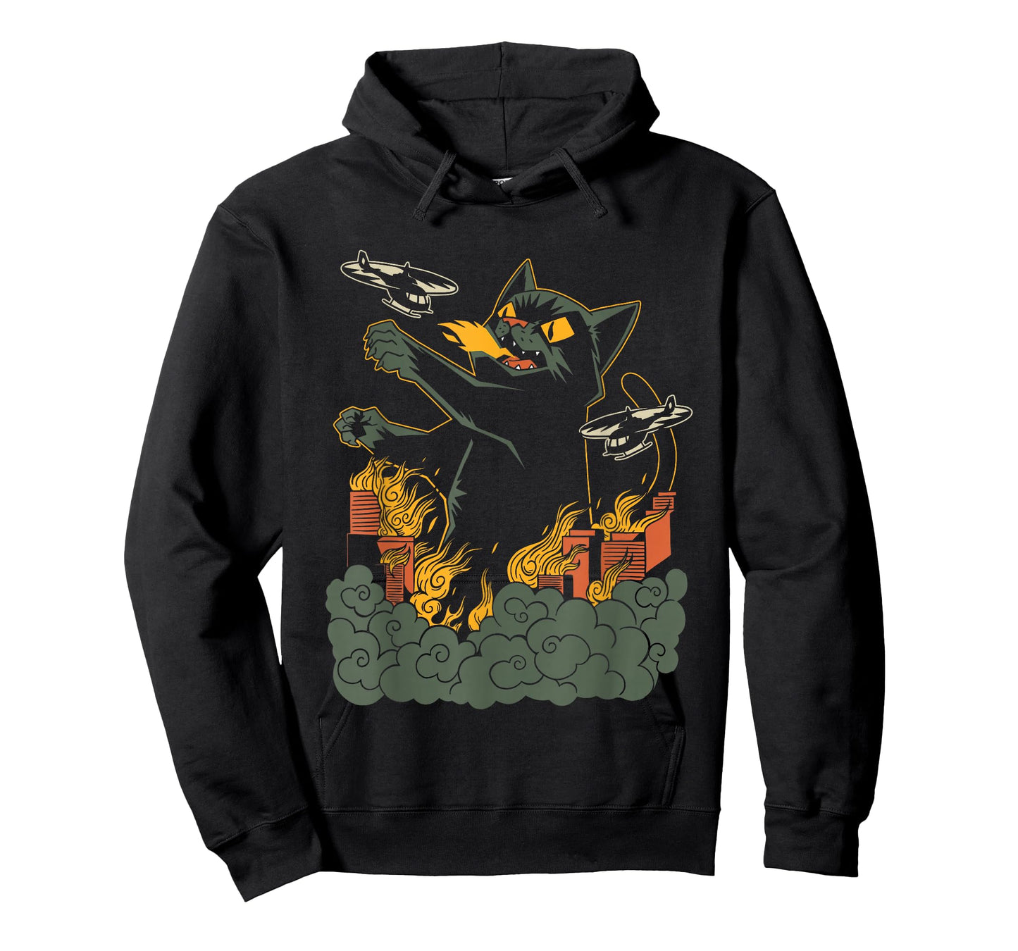 Kaiju Cat Anime Comic Art Japanese Zilla Big Cat Graphic T-Shirt