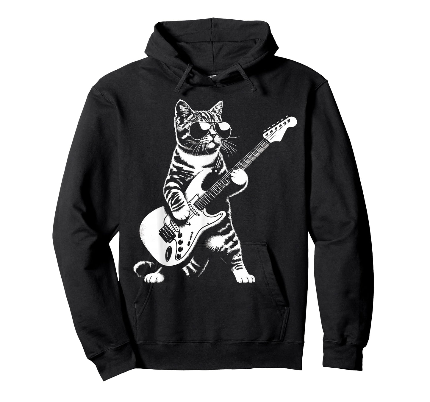 Guitar Cat Novelty Rock Music Band Concert Funny Cat T-Shirt