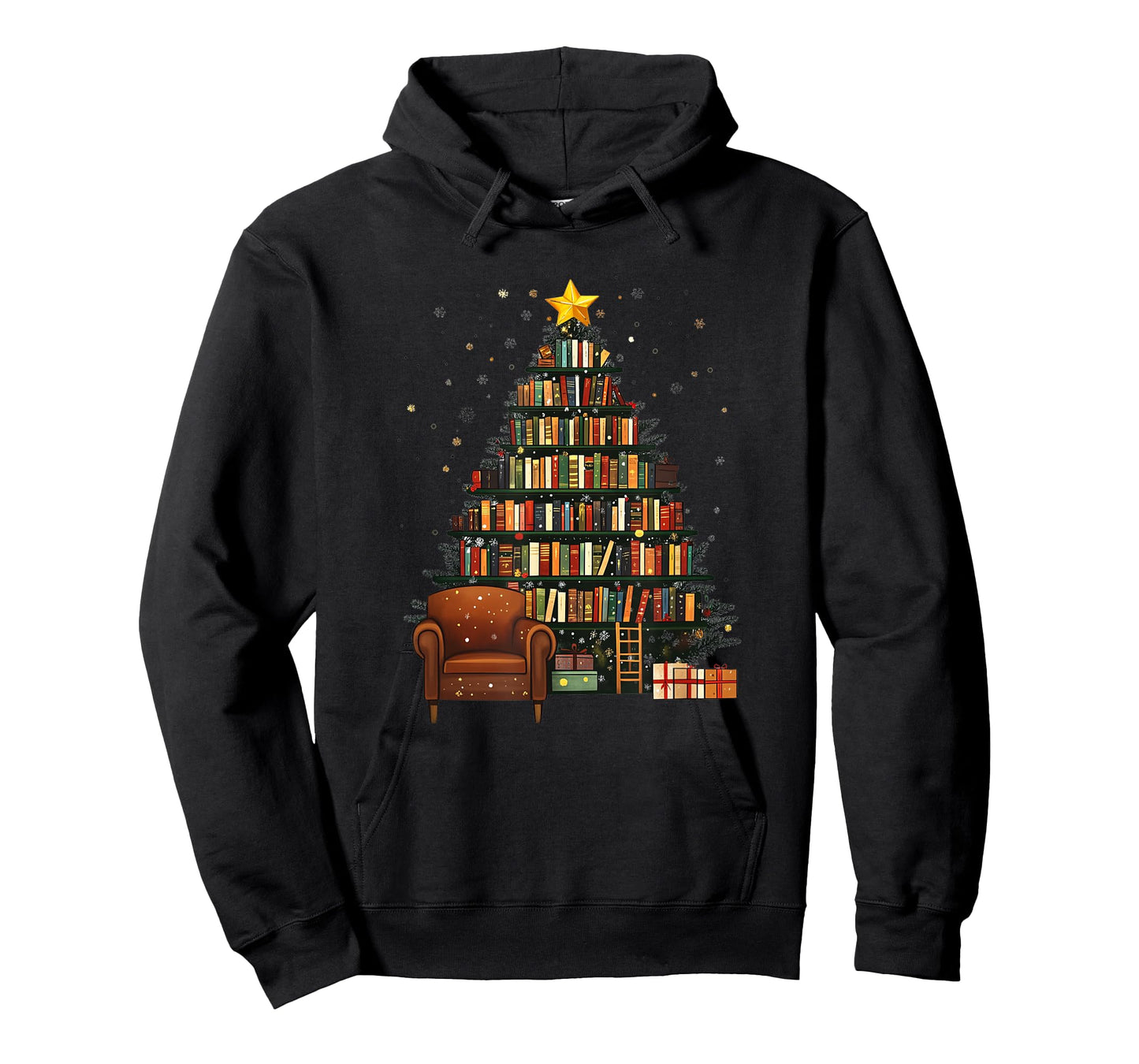 Christmas Tree Bookshelf - Book Lover Library T-Shirt