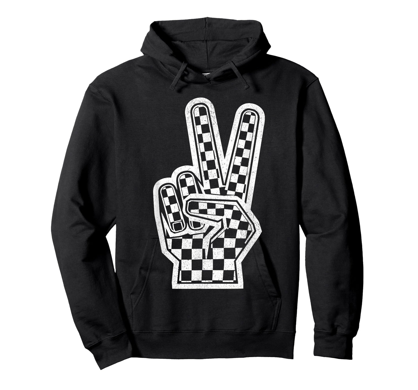 Checkered Peace Sign Shirt Vintage Racing Flag Kids Boy Girl T-Shirt