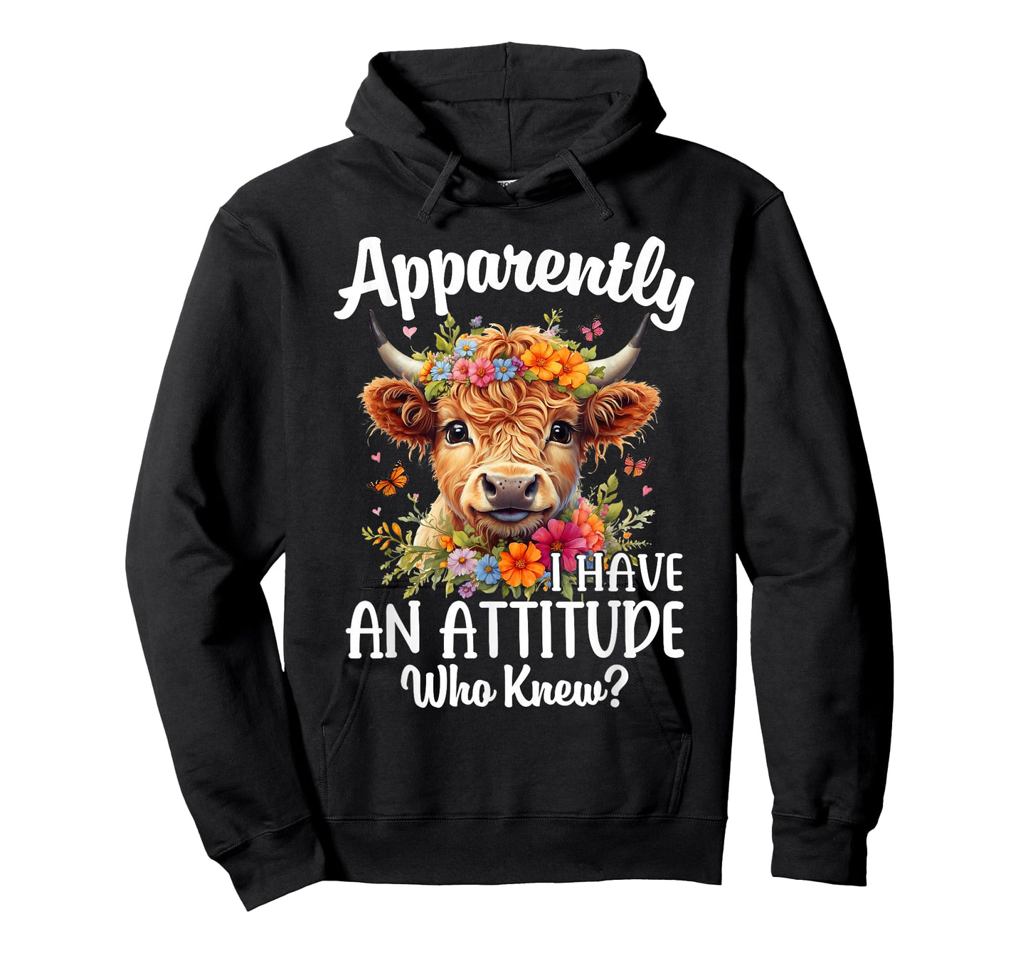 Apparently I Have An Attitude Who Knew Highland Cow Print T-Shirt