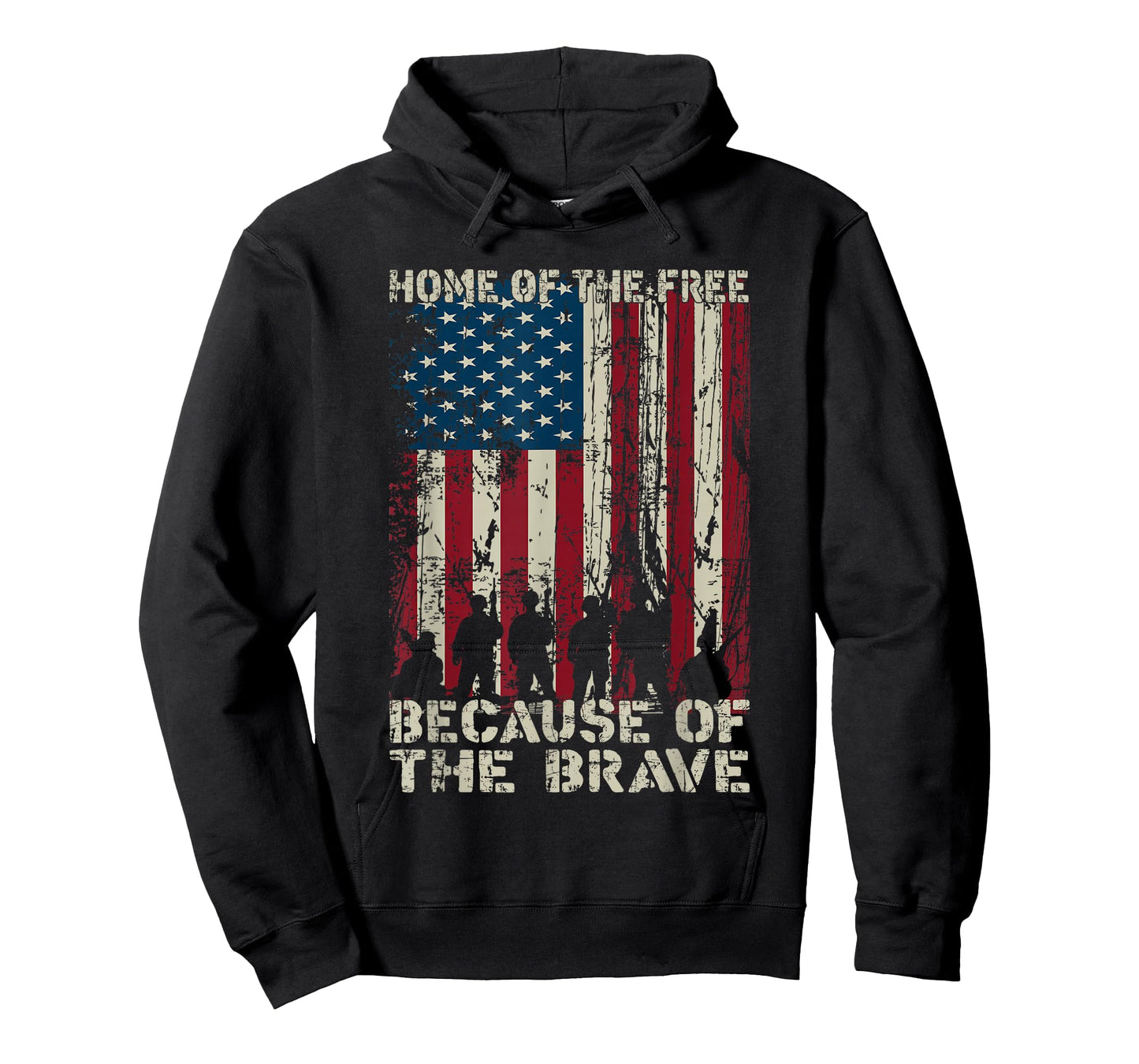 Home of The Free Because of The Brave Distress American Flag T-Shirt