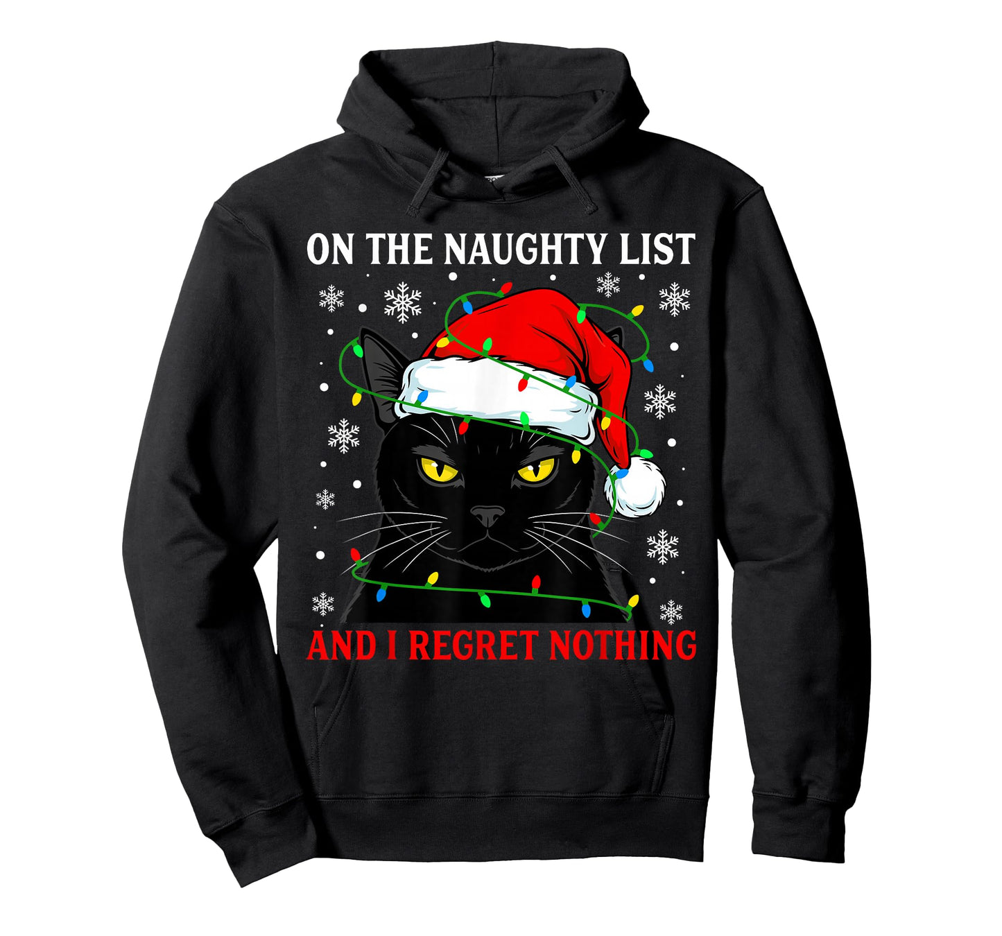 On Naughty List and Regret Nothing Christmas Cat Kitten Xmas T-Shirt