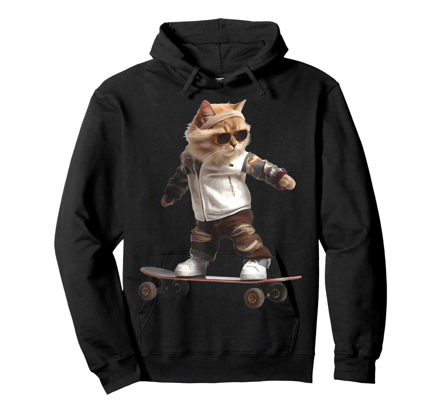 Cat On A Skateboard Funny Stylish Riding Cat In Skatepark Men Women Kids T-Shirt